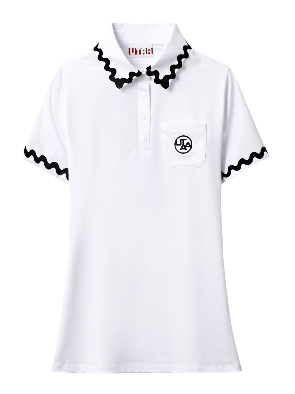 UTAA Swing Fit Tilde Wave Polo T-Shirts : White (UB3TSF261WH)