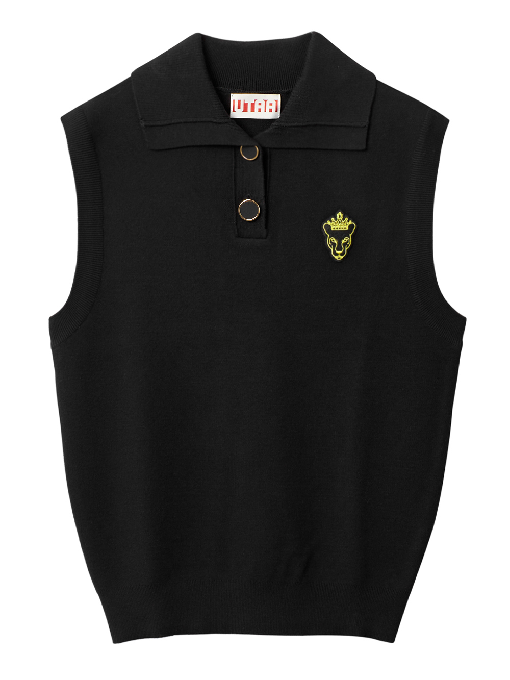 UTAA Crown Panther Wappen Knit Vest : Women&#039;s Black (UB3KVF810BK)