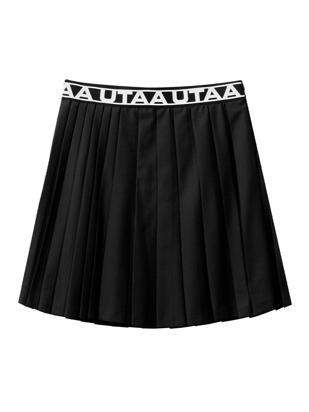 UTAA Logo Track Banding Long Pleats Skirt : Black (UB3SKF813BK)