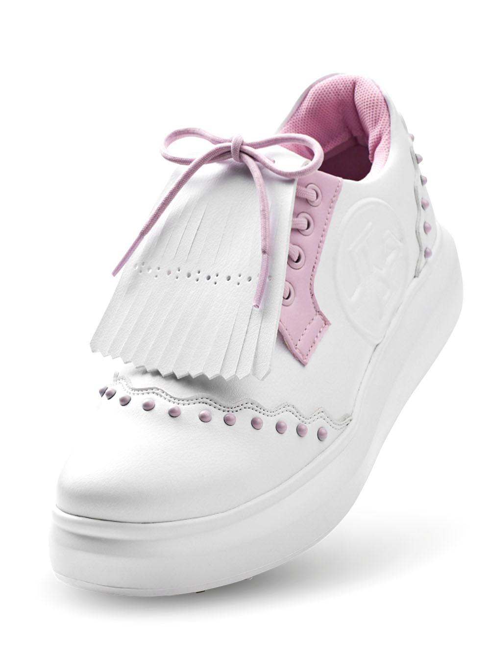 UTAA Stud Derby Kiltie Golf Sneakers : Women&#039;s Light Pink (UC0GHF108LP)