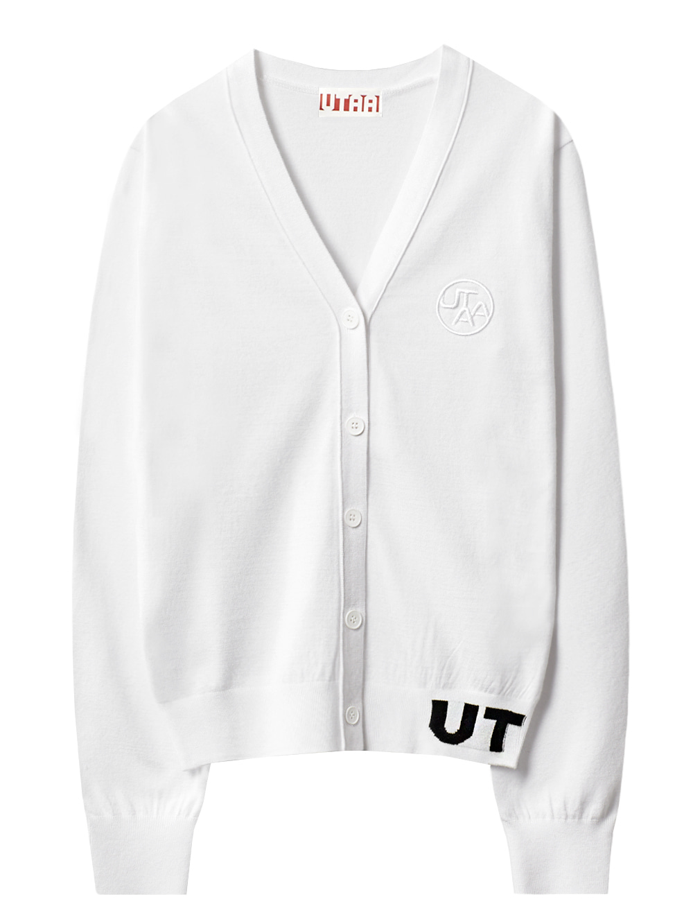 UTAA Pixel Logo Knit Cardigan : Women&#039;s White(UC1KCF417WH)