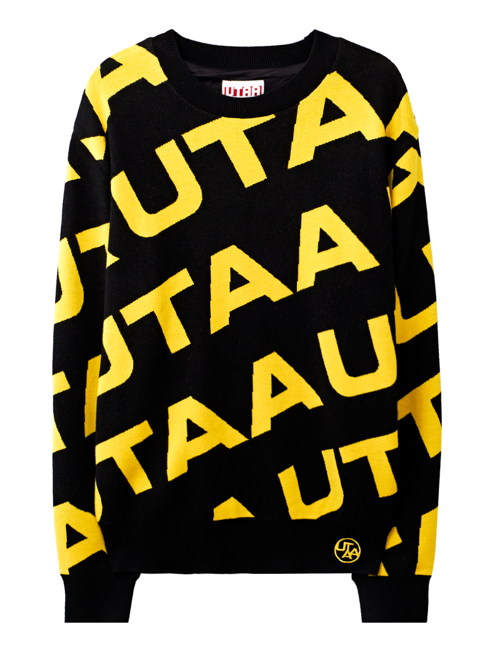 UTAA Logo Wave Knit Pullover : Men&#039;s Black (UC4KTM115BK)
