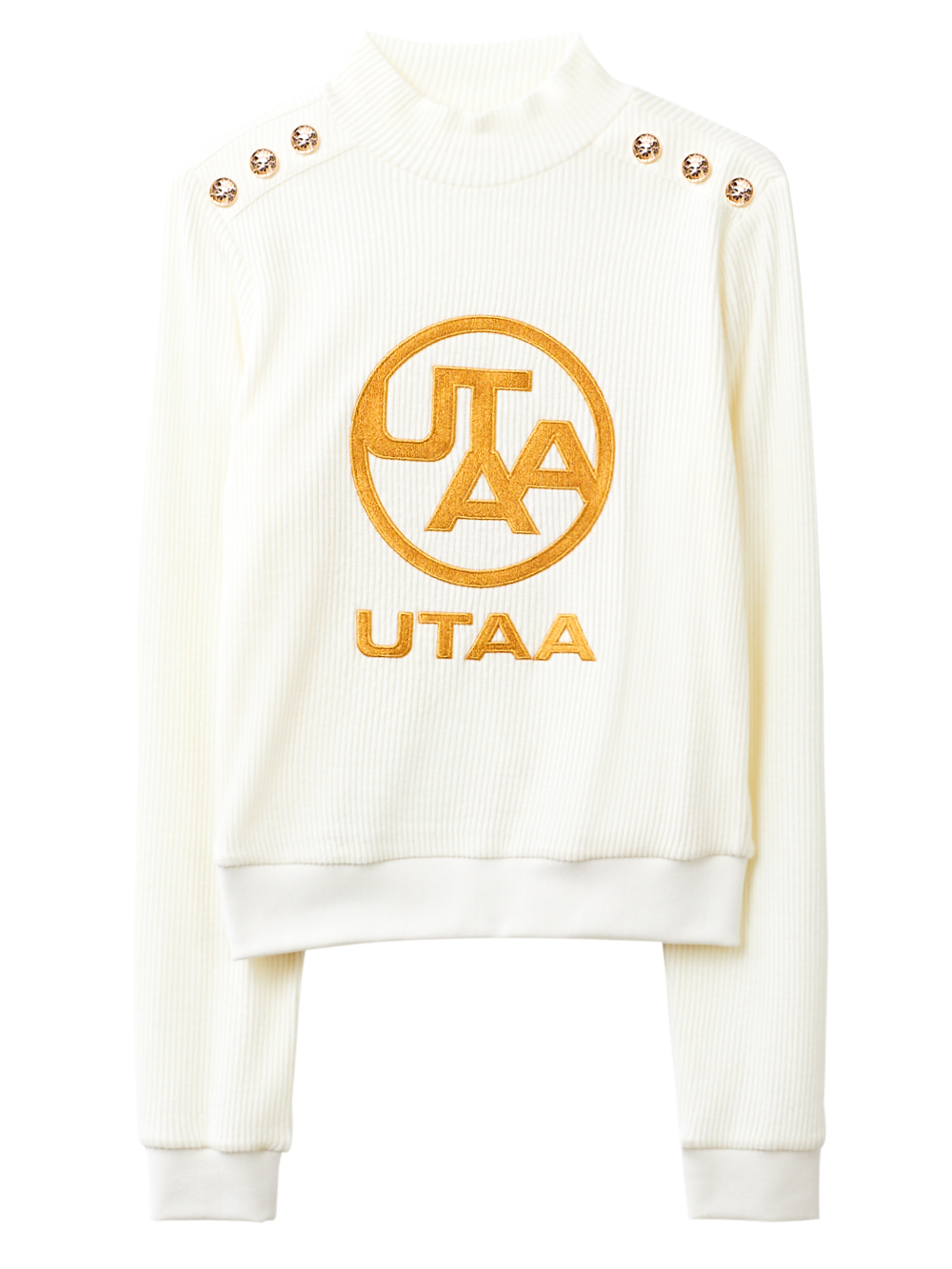 UTAA Gold Emblem Turtleneck Sleeve : Women&#039;s White (UC4TLF422WH)