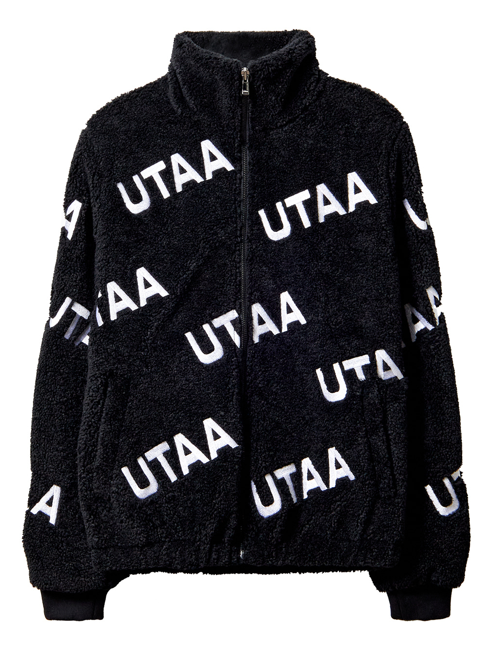 UTAA Logo Wave High neck Fleece Jacket : Womens (UA4JPF584BK)