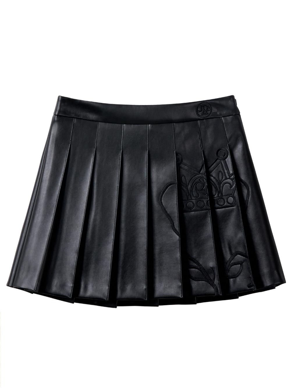 UTAA Glossy Poly Leather Crown Panther Skirt (UB1SKF160BK)