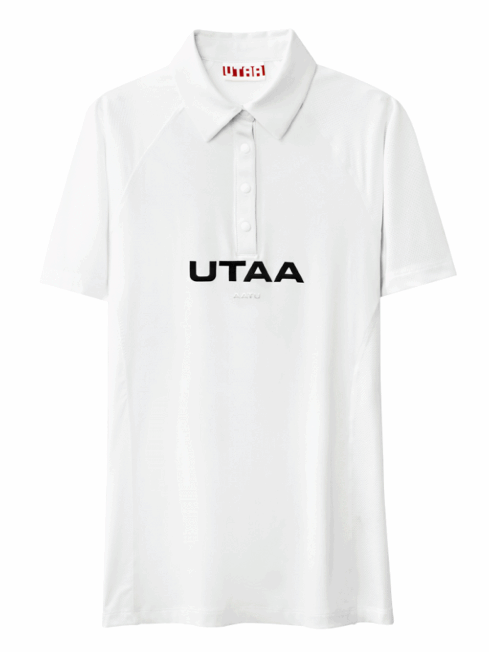 UTAA Reflected Logo Mesh Raglan Polo T-Shirts : Men&#039;s White (UB3TSM460WH)