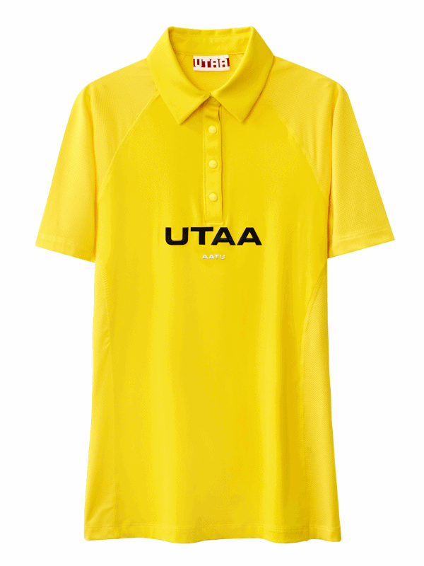UTAA Reflected Logo Mesh Raglan Polo T-Shirts : Women&#039;s Yellow (UB3TSF460YE)