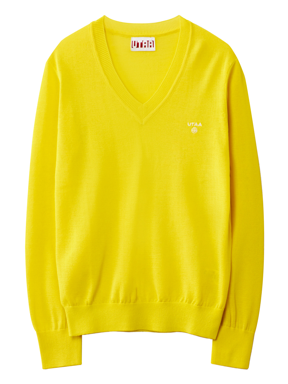 UTAA Logo Stamp V-neck Knit : Women&#039;s Yellow (UB3KTF401YE)