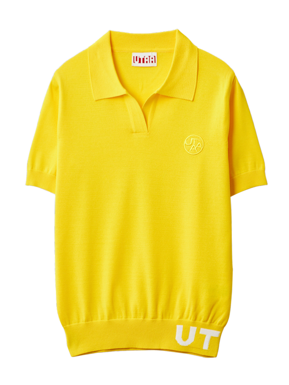 UTAA Pixel Logo Openneck Knit Tee  : Women&#039;s Yellow (UB2KTF251YE)