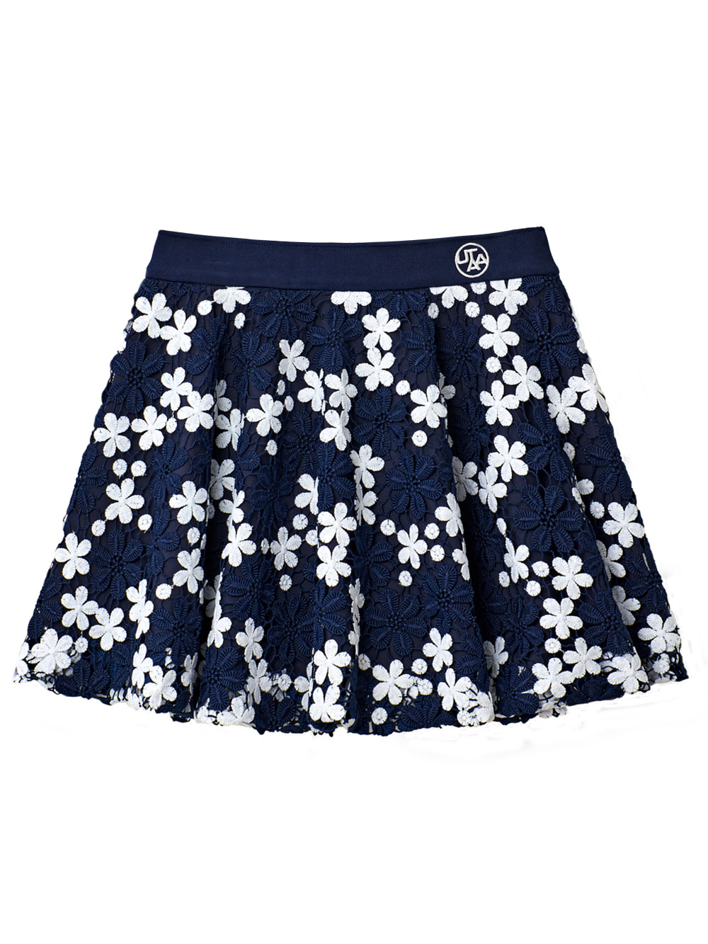 UTAA Lace Flower Net Flare Skirt : Navy (UB2SSF406DA)