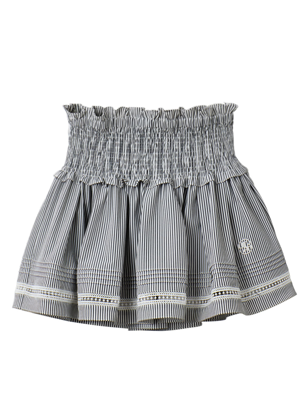UTAA Lace Stripe Shirring Skirt : Grey (UB3SSF407GR)