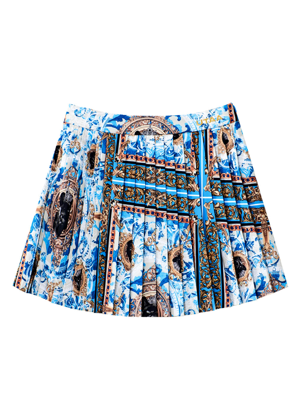 UTAA Neon Buckingham Pleats Skirt : BLUE (UB3SKF271BL)