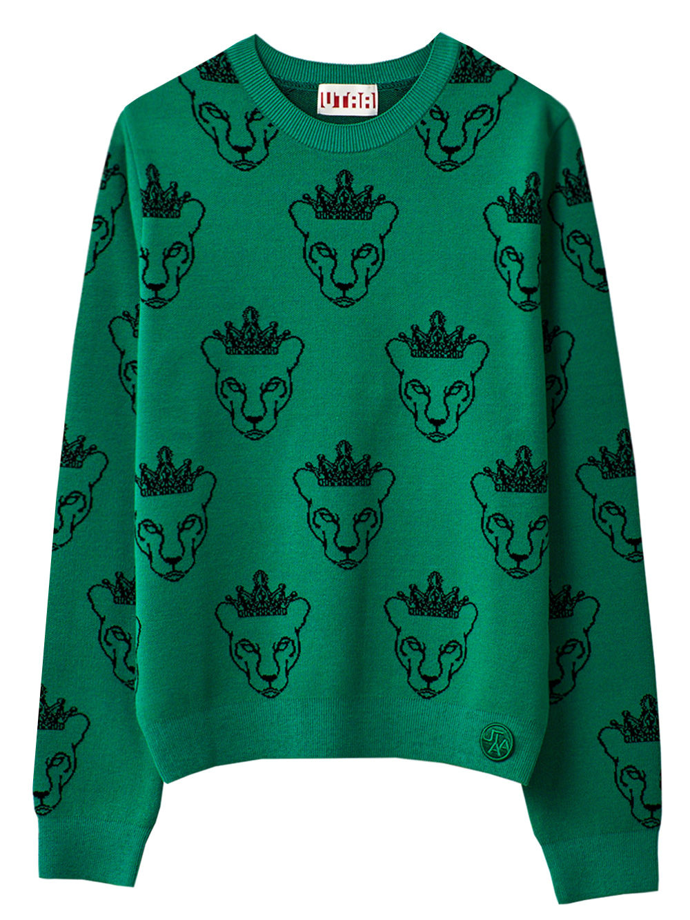 UTAA Crown Panther Wappen Pattern Knit : Men&#039;s Green (UB4KTM585GN)