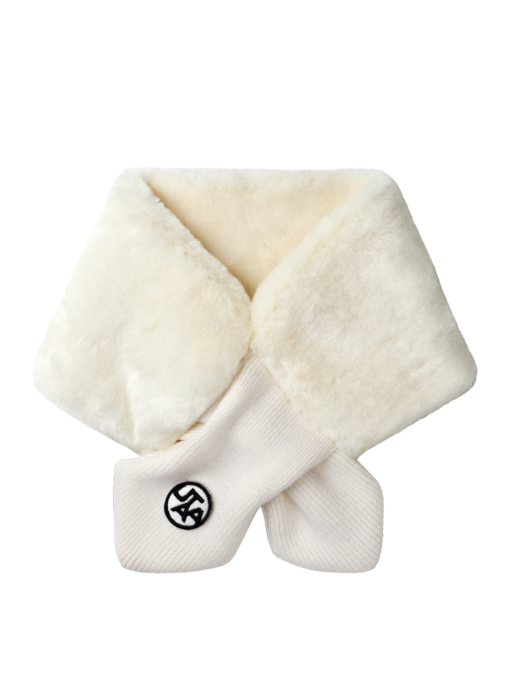 UTAA Basic Symbol Snow Fur Knit Muffler : White (UB4GXF634WH)