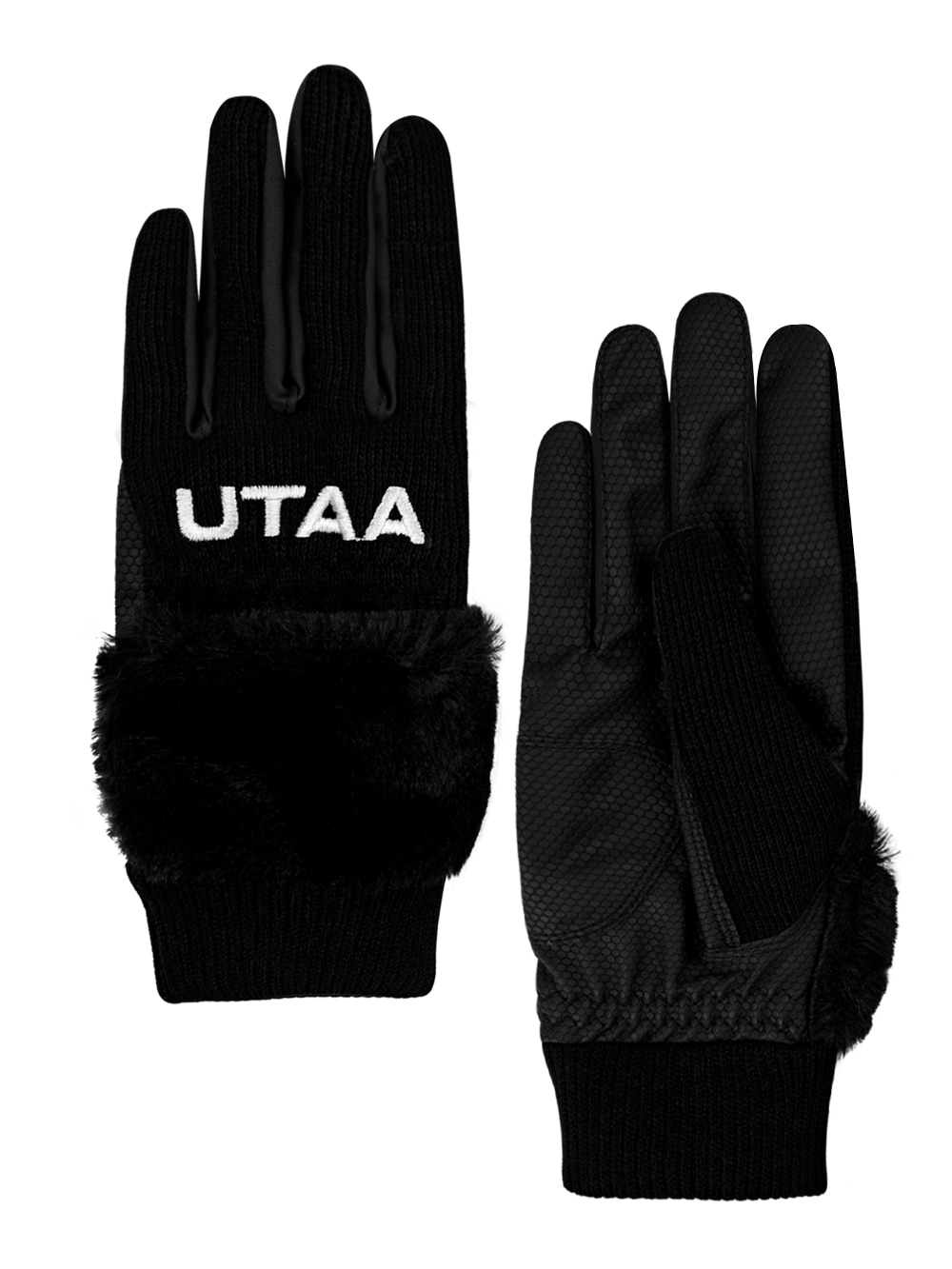 UTAA Logo Snow Fur Palmer Golf Gloves : Women&#039;s Black(UB4GVF623BK)