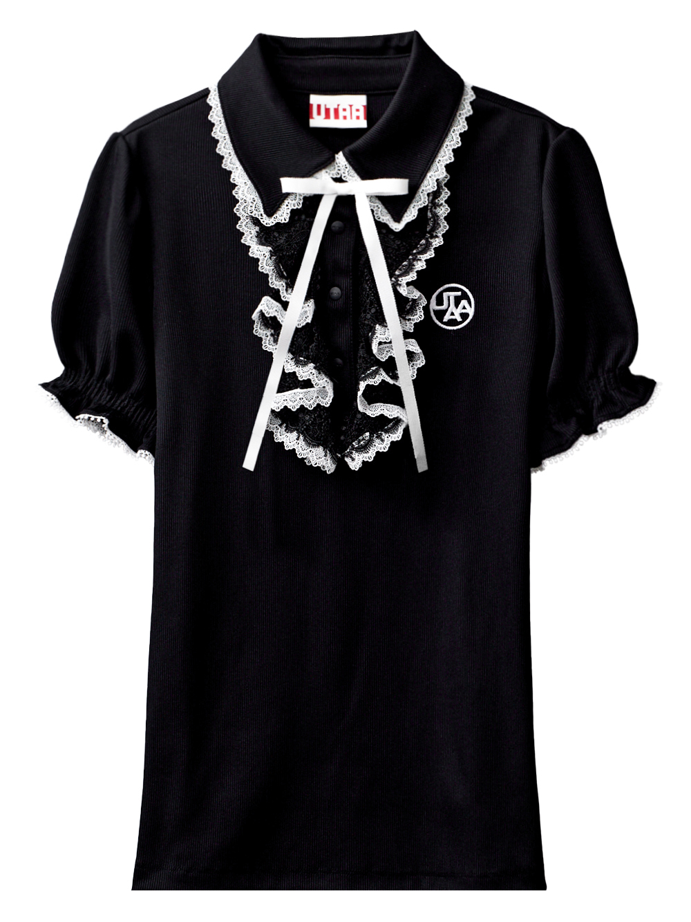 UTAA Ribbon Lace T-Shirt : Women&#039;s Black  (UC3STF201BK)