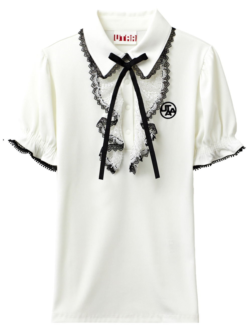UTAA Ribbon Lace T-Shirt : Women&#039;s White  (UC3STF201WH)