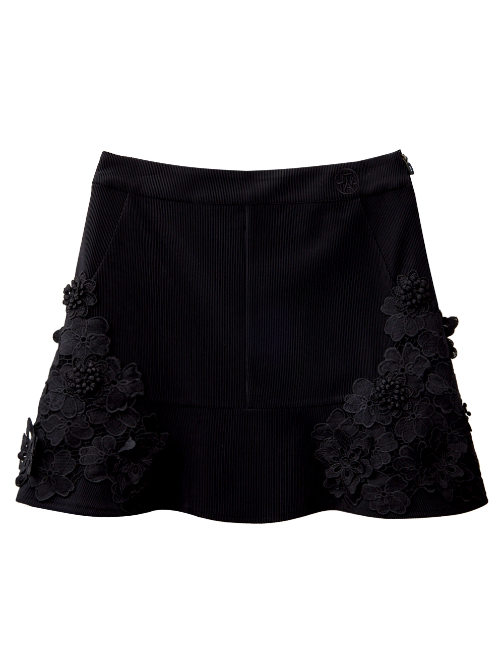 UTAA Flower Lace Half Flare Skirt  : Women&#039;s Black  (UC3SKF611BK)
