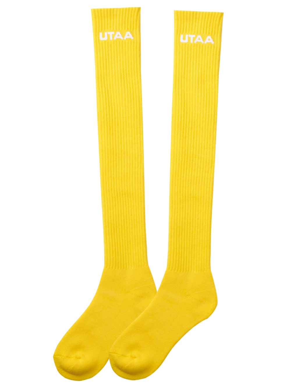 UTAA Simple Logo Knee Socks : Women&#039;s Yellow (UC0GSF150YE)