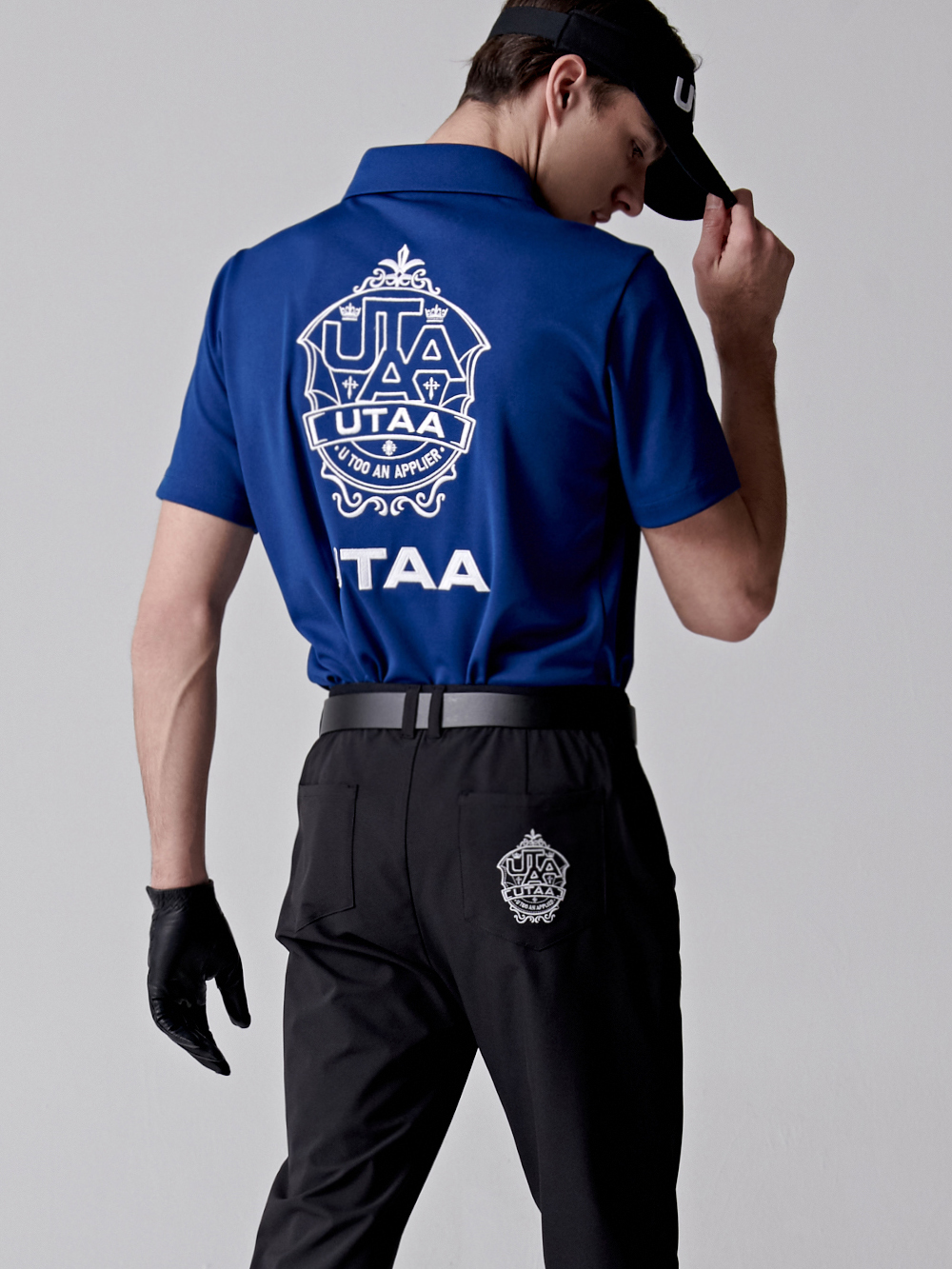 UTAA Crown Panther Emblem PK T-Shirts : Men's Blue (UC2TSM429BL) - 유타 골프