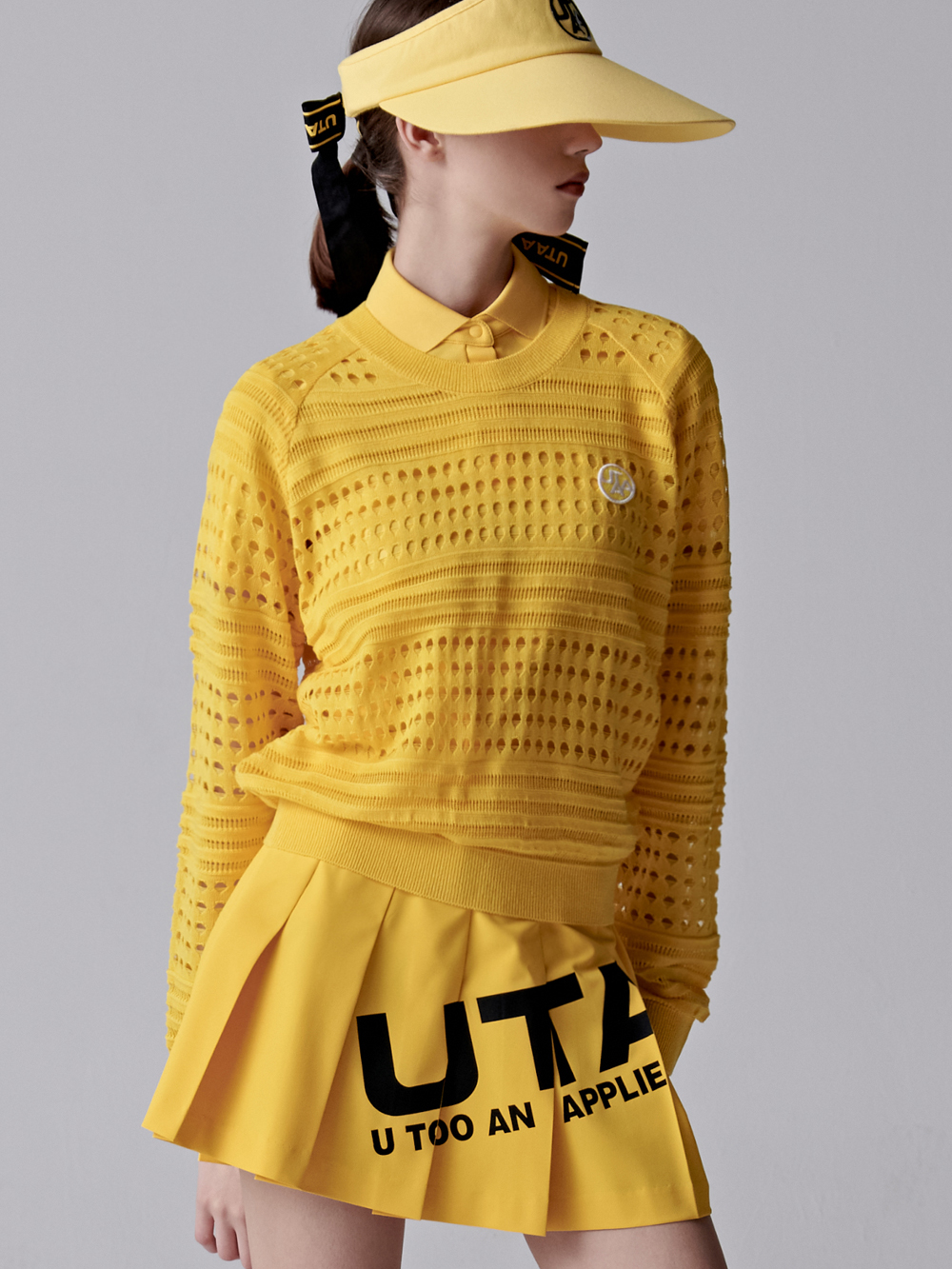 UTAA Punching Stripe Scasi Knit : Women's Yellow (UC2KTF252YE) - 유타 골프
